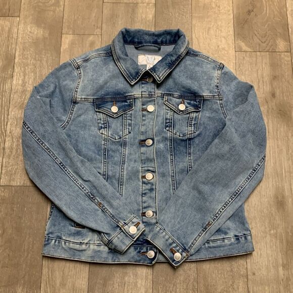 Womens Time And Tru Washed Denim Jean Jacket - Picture 1 of 6